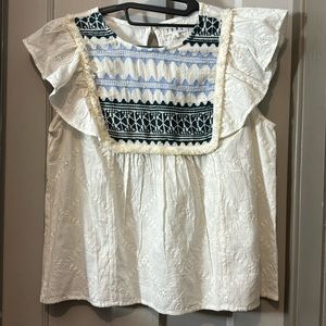 THML peplum eyelet top